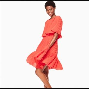 Kate Spade red pleated cape dress